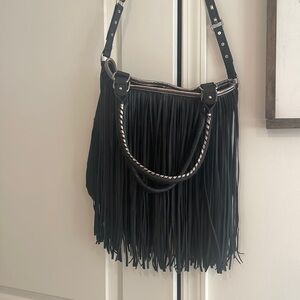 Steve Madden Black Fringe Bag